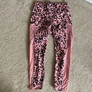 Fabletics pink cheetah print mesh side leggings!